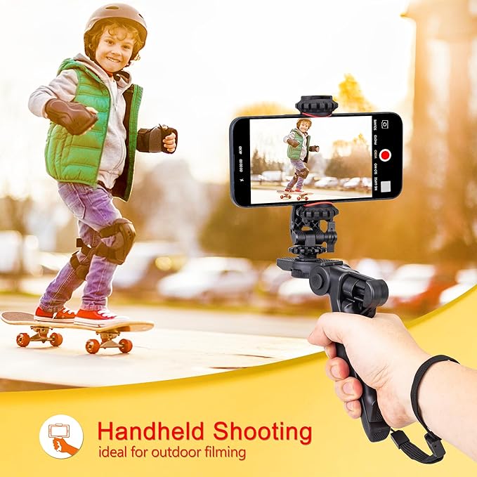 Zeadio Phone Tripod Stabilizer Grip, Smartphone Handheld Portable Selfie Stick Desktop Tabletop Stand Mount Holder for All Smartphones