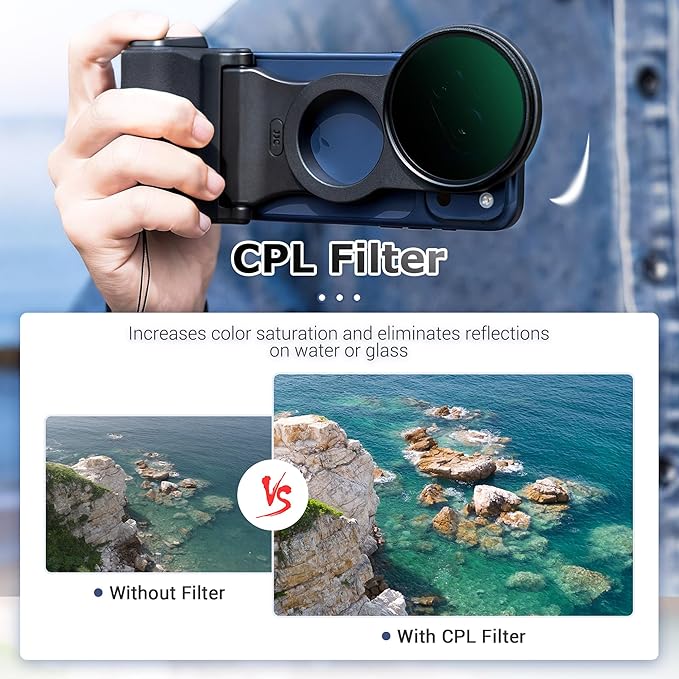 67mm CPL Filter Mount Kit with Magnetic Phone Camera Grip & EVA Storage Bag for iPhone 17 Air 16 15 14 Pro(NOT for Pro Max), Circular Polarizer Polarizing Lens Attachment Adapter Set for Photography