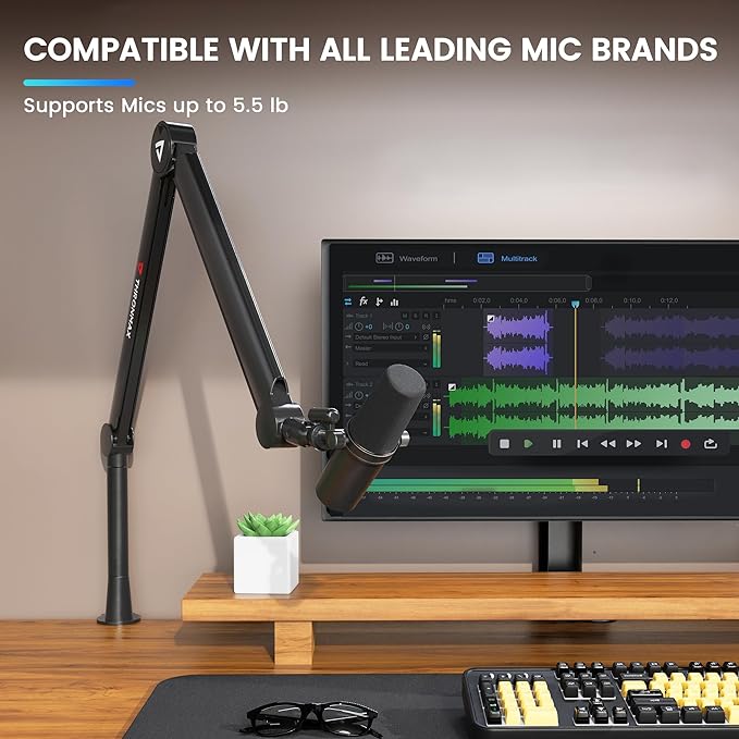 Boom Arm Stand THRONMAX S8 Mic Stand for Game Streaming and Broadcasting/Sturdy and Universal Mic Arm with 1/4“，3/8" to 5/8" Adapter，All-Metal and Fully Adjustable Mic Arm