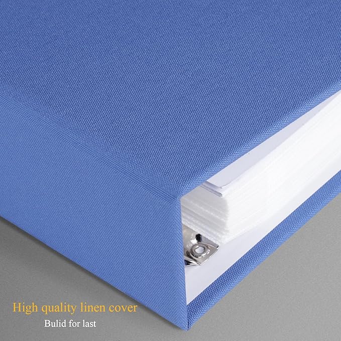 1DOT2 Photo Album 4x6 Photos Hold 200 or 5x7 Pictures Hold 100, 3 Ring Binder Photo Albums Linen Cover with 6-Tab Index Dividers Photo Book Acid Free Albums 4x6 5x7 for Family Wedding Baby (Blue)