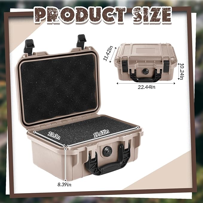 Relaxweex 1 Pcs 22.4 x 16.1 x 10.2 Inch Waterproof Hard Case with DIY Customizable Foam Insert Portable Protective Case with Knife for Camera Drones Equipments Tools Test Instruments (Tan)