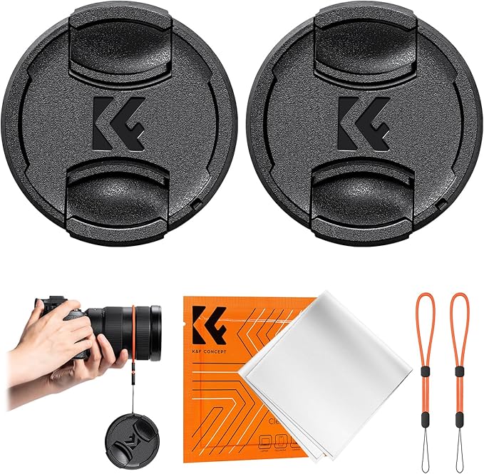 K&F CONCEPT 86mm Front Lens Cap Cover Kit, 5-in-1 Center Pinch Lens Cover + Anti-Loss Keeper + Microfiber Cleaning Cloth Compatible with Canon, Nikon, Sony Camera Lenses with 86mm Thread
