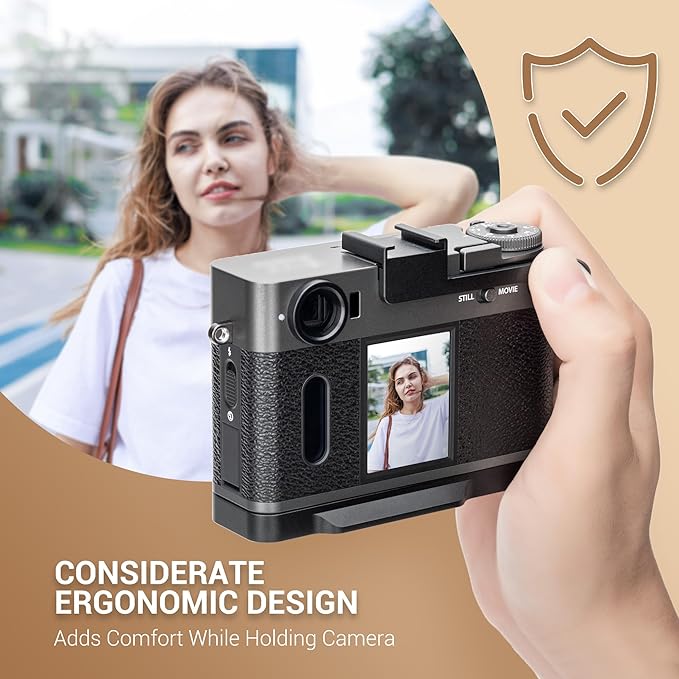 X Half Thumb Grip, Metal Aluminum Alloy Thumb Up Grip for Fujifilm Fuji X Half Camera with Built-in Cold Shoe Mount, Hot Shoe Thumb Rest Support Holder Not Affect The Use of XHalf Camera Buttons-Black