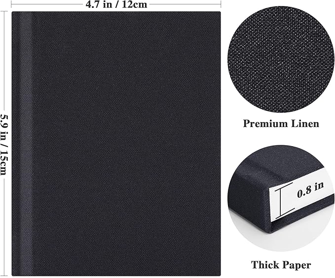 Vienrose Polaroid Photo Album with Writing Space – 2x3 Photo Album for Instax Mini & Polaroid Go, 26 Pockets Wedding Travel Scrapbook, Small Linen Album for Instant Photos, Dark Gray