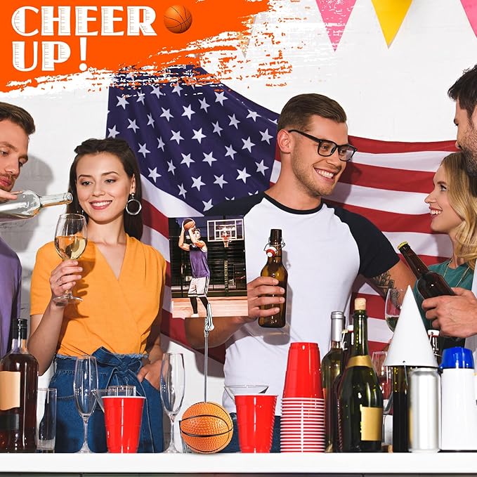 Jetec 12 Pcs Resin Sports Ball Base Memo Clips with Alligator Wire Table Number Card Place Holders Photo Stand for Office Menu Wedding Party Events Decoration(Basketball)