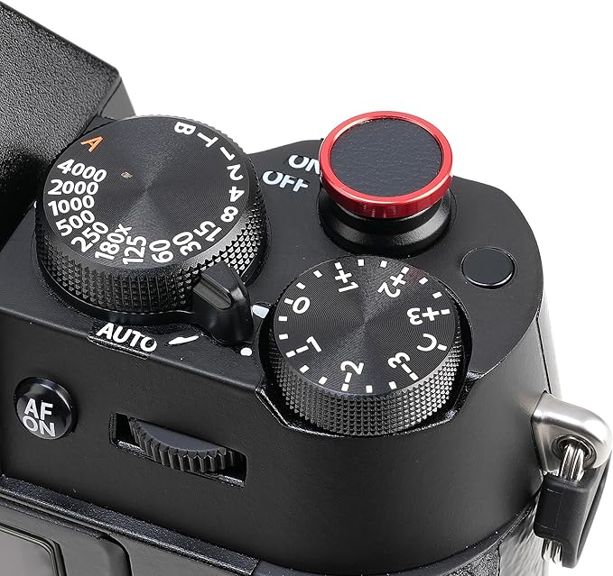 FocusFoto Camera Shutter Button PU Leather Soft Shutter Release Button Fits for Fuji X-M5 X-T50 X100VI X-T5 X-T4 X-T3 X-T30 II X-E3, for Nikon ZF DF, for Leica M10 M9 M8 M7（2-Pack, Silver & Red