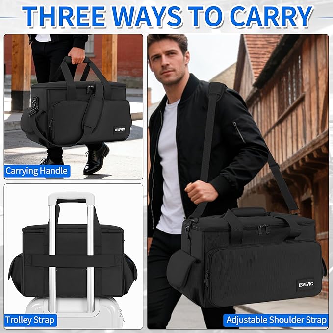 Cable File Bag With Adjustable Dividers Dj Gig Bag for Cables, Cords,DJ Gear,Sound Instrument and Accessories 16L x 11W x 12H inch, Blue