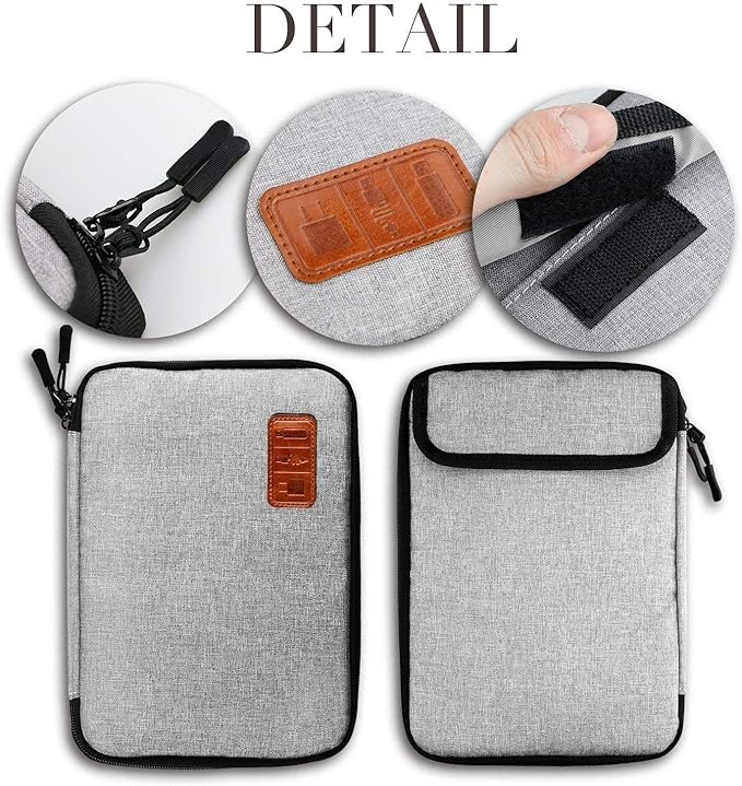 Travel Cable Organizer Bag Double Layer Waterproof Portable Electronic Accessories Organizer for USB Cable Cord Phone Charger Headset Wire SD Card with 10pcs Cable Ties(Grey)