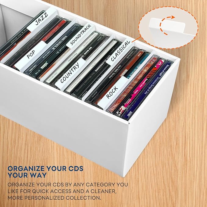 CD Storage Box, CD Case Holder, Cardboard Disc CD Organizer Box with Lids, 2 Packs