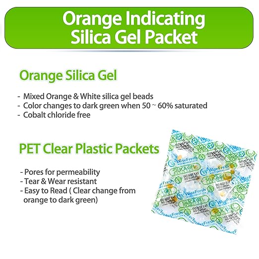 Silica Gel Packets, 3 Gram [60Pcs ] Food Safe Desiccant Packs, Orange to Green Indicating- Moisture Absorbers for Storage