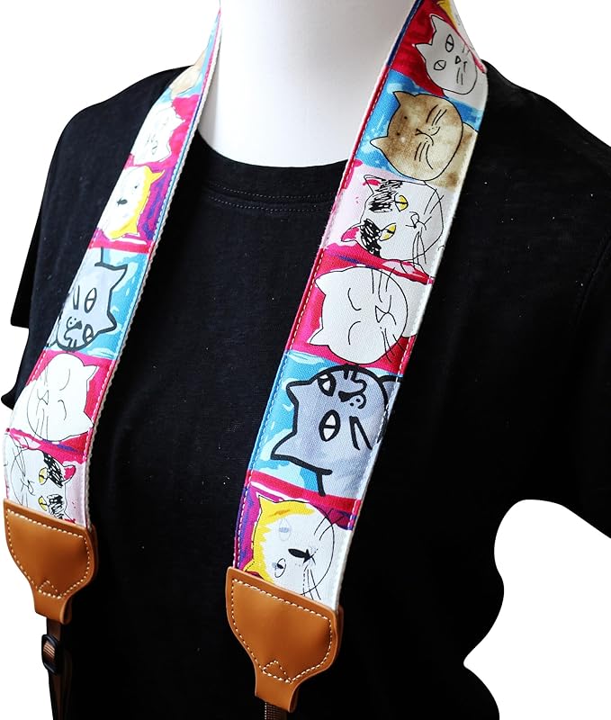 UNIKSTRAP Original Design Adjustable Camera Strap Funky Cat, 2 Inch (5cm) Width, Fit for Canon Nikon Sony Interchangeable Lens Digital Camera/DSLR