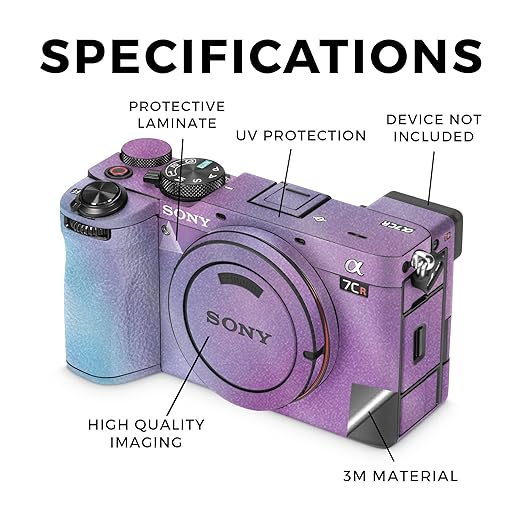 Glossy Glitter Camera Skin Compatible with Sony Alpha 7CR Camera (2023) - Purple Fog - Premium 3M Vinyl Protective Wrap Decal Cover - Easy to Apply | Crafted in The USA by MightySkins