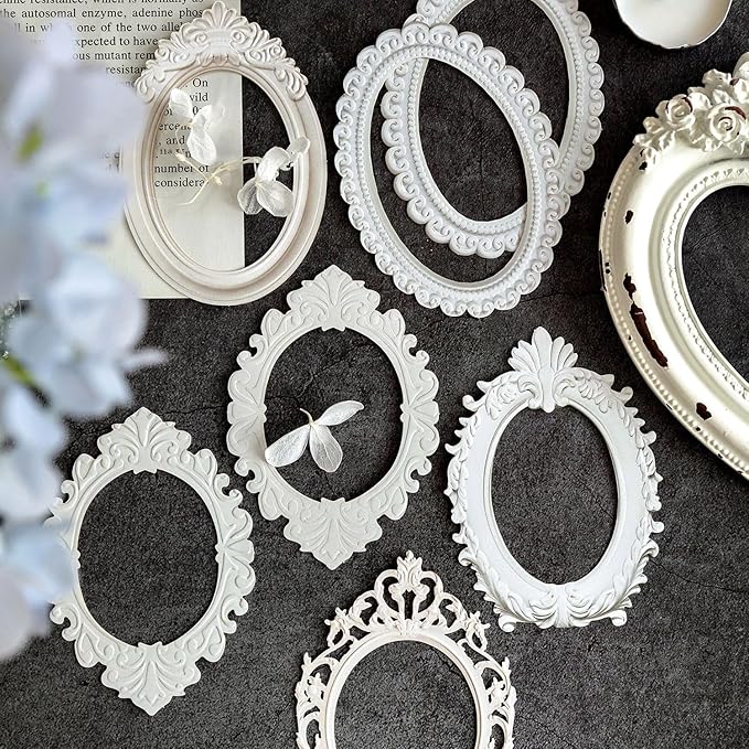 40Pcs Embossed Vintage Frames Scrapbook Decorative Paper, 4 Packs Small Photo Frame Card Cutouts for Card Making Junk Journaling Scrapbooking Supplies Notebook Photo Album Decor Non-Sticky