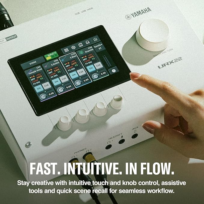 Yamaha URX22 4-In / 2-Out Dual USB-C Audio Interface With Touchscreen, Includes Cubase Al, WaveLab Cast, Basic FX Suite, and Steinberg Plus Software Bundle, White URX22 W
