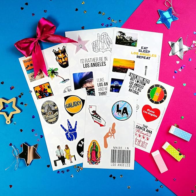 BulbaCraft 100 Pcs Los Angeles Stickers, LA Stickers, Los Angeles Gifts and Souvenirs, LA Party Decorations, Gifts for Women & Men