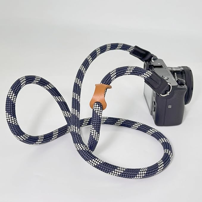 Little Fire Craft Camera Strap Crossbody Camera Neck Shoulder Strap 127cm Climbing Rope for Photographers Lanyard 10mm Thick - Deep Ocean Blue