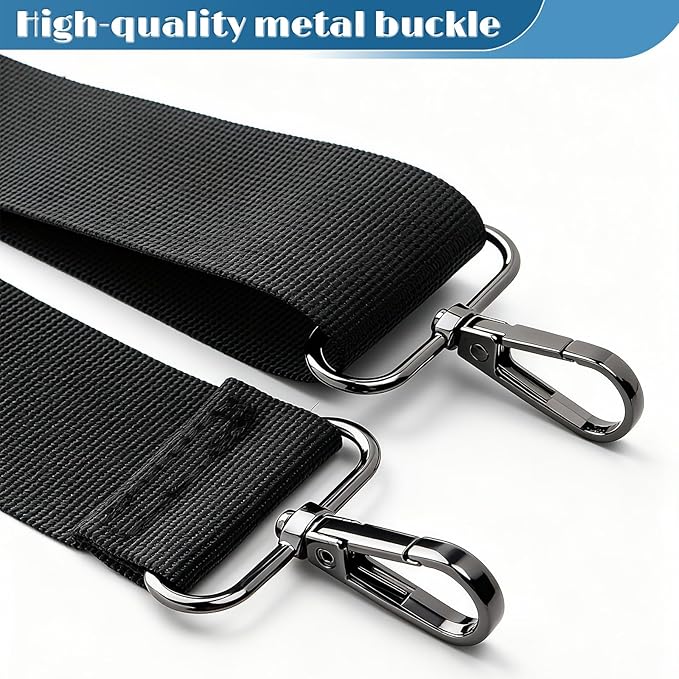 Duffle Bag Strap Replacement, Universal Heavy Duty Adjustable Shoulder Strap with Metal Hooks & Detachable Padded Pad for Messenger Bag, Laptop Bag, Camera Bag, Briefcase, Travel Duffel Bag