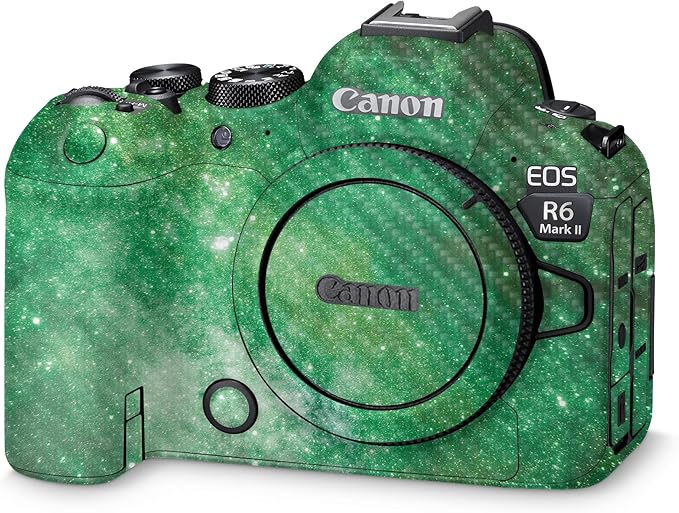 Carbon Fiber Camera Skin Compatible with Canon EOS R6 Mark II Camera (2022) - Green Stars - Premium 3M Vinyl Protective Wrap Decal Cover - Easy to Apply | Crafted in The USA by MightySkins