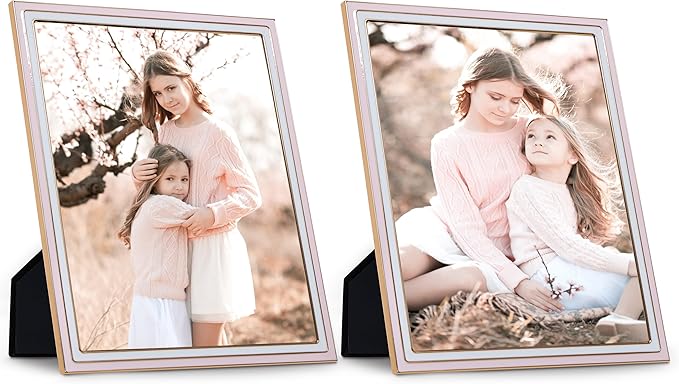 Sheffield Home Tabletop Picture Frame – Iron Enamel Decorative Display Frame for Home or Office, 8x10 Inch, Light Pink