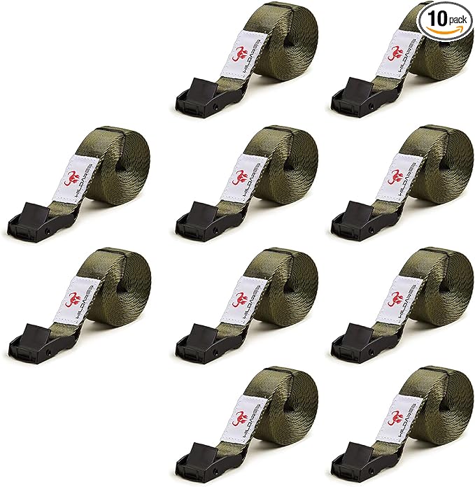WILDARES 1" x 6.6' Trail Cam Strap,1800 lbs Heavy-Duty Trail Camera Straps, Game Cam Mounting,Tree Belts,Durable Nylon Fiber,Long-Lasting Alloy Buckle (Army Green 10Pcs)