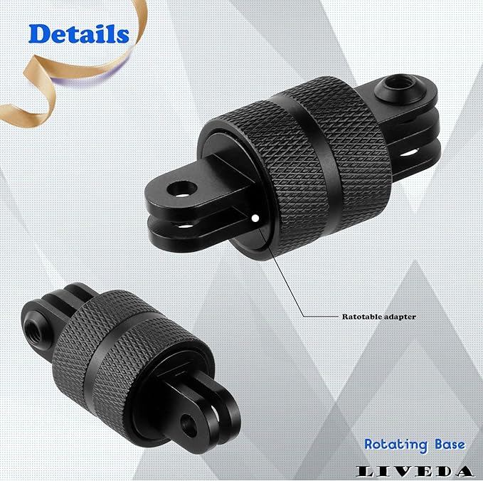 360 Degree Rotation Tripod Mount Adapter, Aluminum 1/4 inch 20 Camera Mount Adapter Compatible with GoPro 13/12 Black,Hero10/ 9/8/ 7/6/ 5/ Series,DJI, XiaoYi and Other Standard 1/4 Accessories