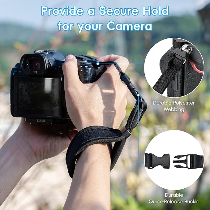 Quick Release Soft Neoprene Camera Hand Wrist Grip Strap for Sony A7CII A7CR A7RV A7IV A6700 Canon EOS R5 R6 R7 R8 T8i T7 T7i 90D Fuji X Half X100VI XT5 XT4 XT30II Nikon Z8 Z6 Z7 II Z5 Zfc Zf Z50 Z30