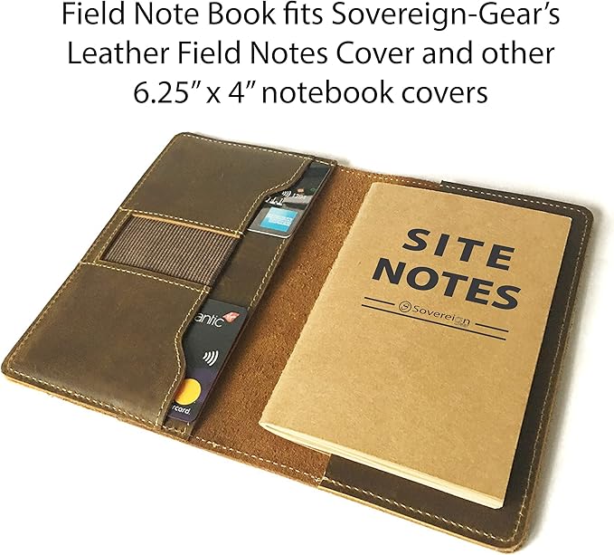 Sovereign-Gear Field Notes Notebooks 5 Pack | Small Field Memo Book Notepad Refill for Refillable Leather Pocket Field Notes Cover, Leather Journal Wallet | Universal White Paper Stitched 3.5x5.5