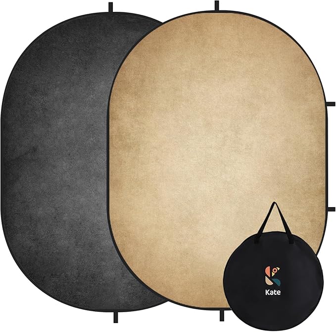 Kate Collapsible Backdrop Pop Up Photo Backdrops Grey Beige Portable Background for Headshot, for Portrait Photography, for Video, 5x6.5ft