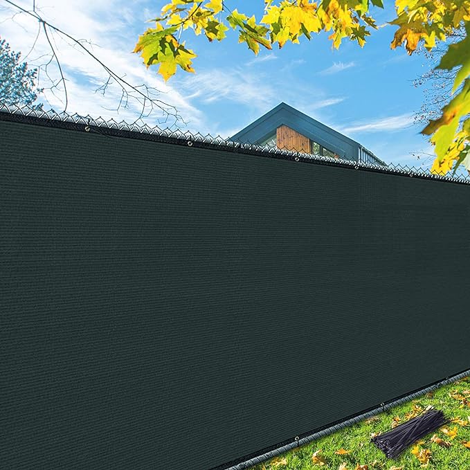 iCover 4x12ft Fence Privacy Screen, Heavy Duty Fencing Panels Screens, Outdoor Shade Cloth Mesh Barrier, Reinforced Bindings and Brass Grommets, Cable Zip Ties Included, Green