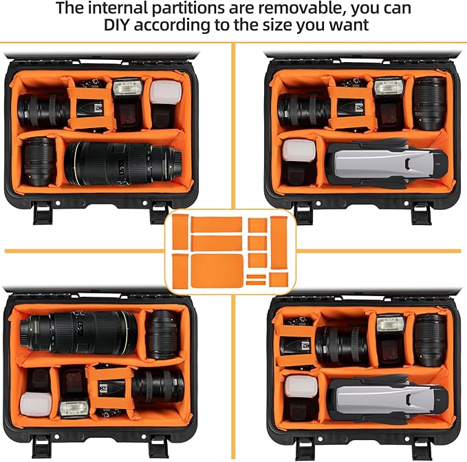 GYXZ Protective Camera Case 16 X 10.6 X 5 Inch Shockproof Water-resistant with Adjustable Dividers (Can hold cameras, pistols, gear, equipment)