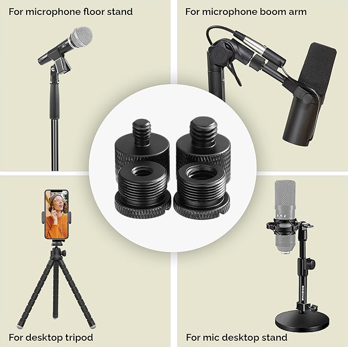 IXTECH Mic Stand Adapter Set 8 pieces Metal Microphone Stand Screw Thread Adapter 5/8 Female to 3/8 Male 3/8 Female to 5/8 Male 5/8 Female to 1/4 Male 1/4 Female to 5/8 Male Tripod Adapter ADP02 Black