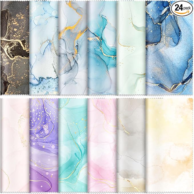 24 Pcs Marble Eyeglasses Cleaning Cloths Microfiber Lens Cleaning Cloths Soft Reusable Glasses Tools for Eyeglasses Camera Lens Cell Phone Screen Glasses 6 x 6 Inches