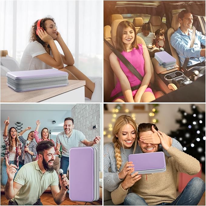 UENTIP 96 Capacity CD Case,Portable DVD Hard Plastic Case Holder CD Organizer Wallet Protective DVD Storage (lavender, 96)