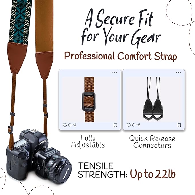 Art Tribute Camera Strap for All DSLR and Mirrorless Cameras. Add Your Name Or Initials Make It a Personalized Gift