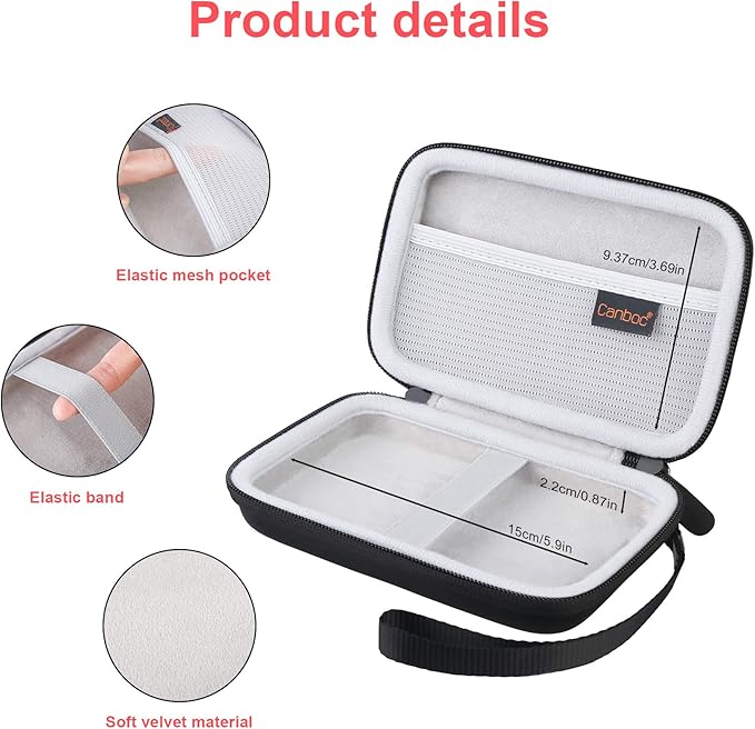 Canboc Carrying Case for MacBook Air Pro Charger MagSafe/MagSafe 2 Power Adapter, iPhone 16/16 Pro MagSafe Charger, USB C Hub, Type C Hub, USB Multiport Adapter, Hard Shockproof Bag, Black