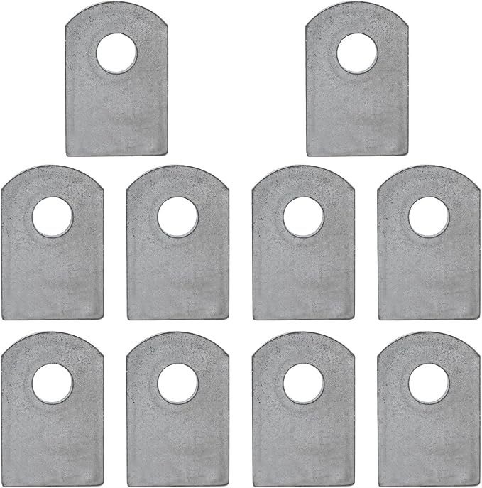 Weld on Tabs, Steel Shock Basic Weld Tab, Universal Weld on Tabs Flat Bottom Mount with a 3/8" Hole.1-1/2" Height, 1" Wide, 3/16" Thick Pack Of 10 Tabs Steel Mounting Bracket OywhC-1
