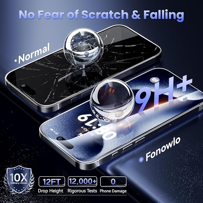 Fonowlo 3 Pack Screen Protector for iPhone 16 Pro Max [6.9 Inch] with Auto-Alignment Kit, Auto Dust,9H+ Military Grade Shatterproof, iPhone16 ProMax Tempered Glass film,HD Clear,Case Friendly