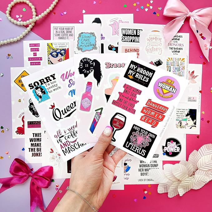 BulbaCraft 100Pcs Funny Girly Stickers, Laptop Stickers for Women - Feminist Decals, Feminist Presents, Gifts for Women & Men