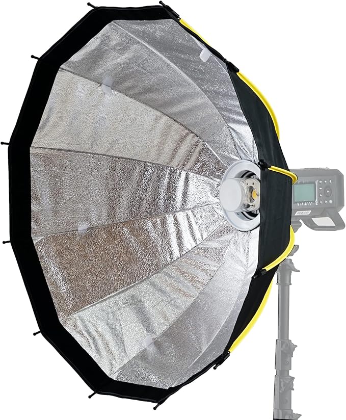 WELLMAKING 33.4inch/85cm Parabolic 16K Softbox Quick Set up and Folding, with Diffusers/Honeycomb Grid/Bag,Compatible with Bowens Mount Light for Portrait or Product Photography Studio Flash Monolight