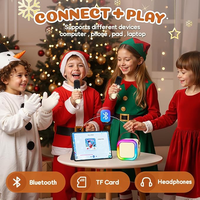 Mini Karaoke Machine for Kids, 2026 TOP Toys Birthday Gifts Ideas for Girls Ages 4, 5, 6, 7, 8, 9, 10, 12+ Years Old, Portable MP3 Player with 2 Wireless Mics for Family Home Party