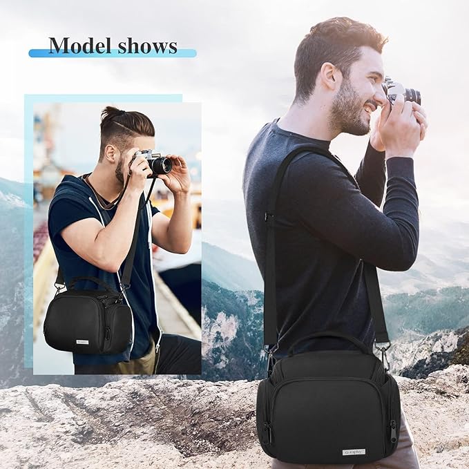 G-raphy Camera Bag Case Small Camera Sling Bags Camera Photography Accessories for DSLR SLR Mirrorless with Removal Straps Black