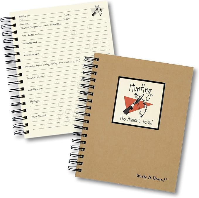 Write it Down series by Journals Unlimited, Guided Journal, Hunting, The Hunter's Journal, Full-size 7.5"x 9", Kraft Hard Cover, Made in USA