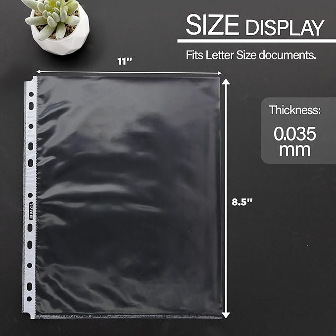 BAZIC Products Sheet Protectors Economy, Fit 8.5x11 Inch Paper, 11 Hole Clear Plastic Sleeves Ring Binder Sheets (10/Pack), 288-Packs