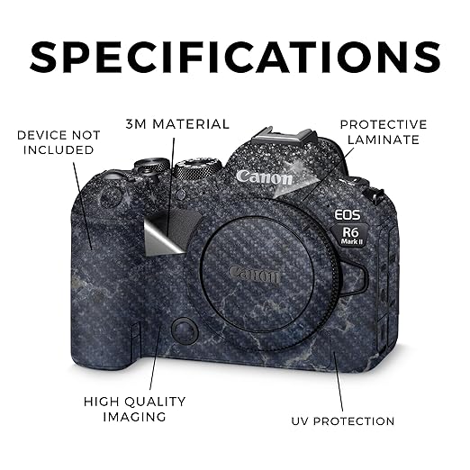 Carbon Fiber Camera Skin Compatible with Canon EOS R6 Mark II Camera (2022) - Dark Shimmer Marble - Premium 3M Vinyl Protective Wrap Decal Cover - Easy to Apply | Crafted in The USA by MightySkins