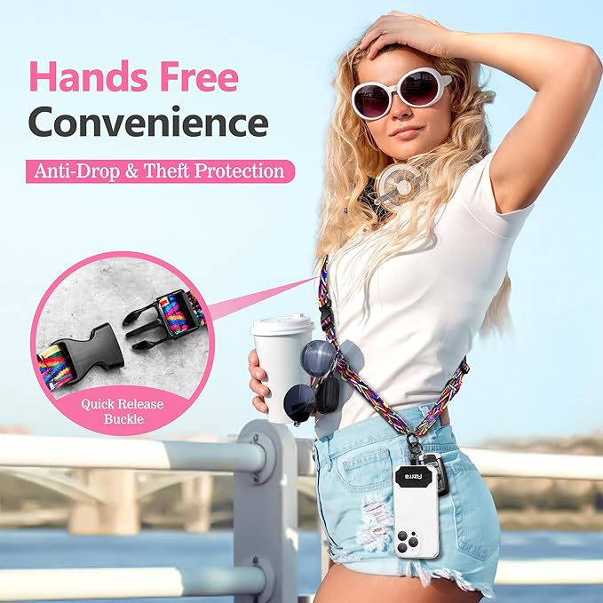 Azrra Adjustable Crossbody Phone Lanyard: Universal Crossbody Phone Strap Adjustable Cell Phone Lanyard for iPhone Samsung