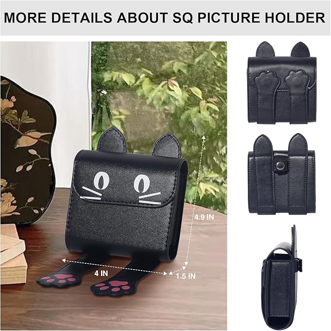 WOGOZAN Square Album for Fujifilm Instax Square/SQ1/SQ40/SQ6/SQ10/SQ20/SP-3 Instant Camera 2.9x3.4 Inch Films for Instax Square Film, SQ Photo Pouch Bag with PU Leather Material (Black Kitten)
