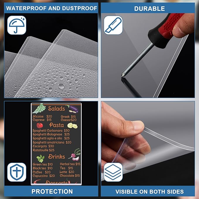 Henoyso 145 Pcs 8.5" x 14" Menu Cover Rigid Print Protectors Clear Heavy Duty Menu Holder Poster Protector Sleeve Hard Plastic Paper Sleeves for Page Sheet Photographs Document Birth Certificate