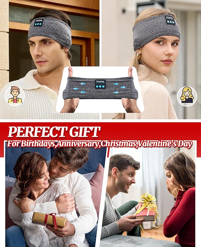 2 Pack Bluetooth Sleep Mask & Sleep Headphones, Skin-Friendly Sleeping Eye Mask with Bluetooth Headphones, Sleep Gifts for Women Men, AudioBooks, Insomnia, Yoga, Air Travel, Meditation, Christmas
