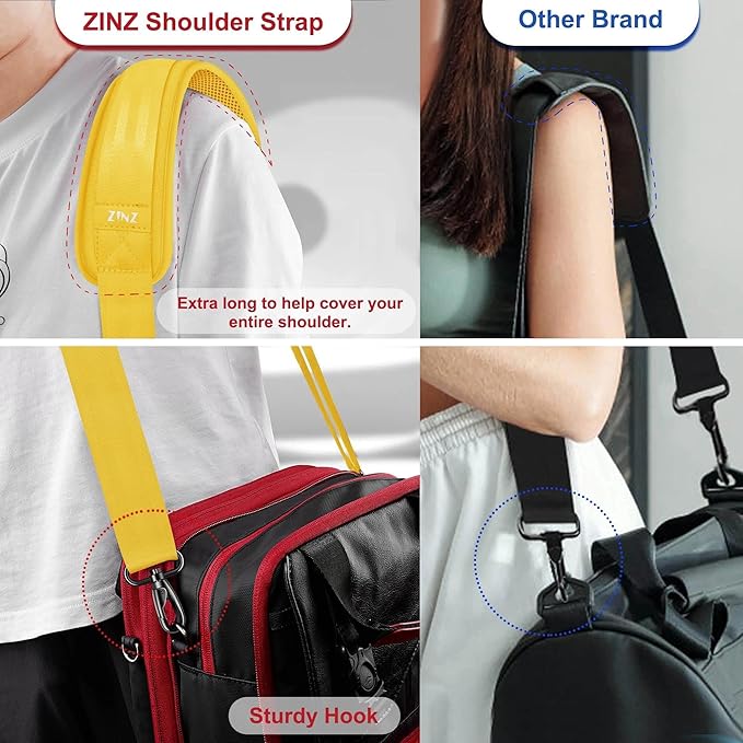 ZINZ 75" Shoulder Strap with Fixed Pad and Dual Balanced Buckles，Yellow