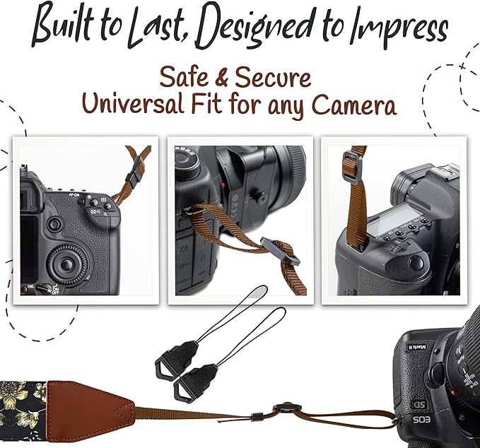 Art Tribute Camera Strap for All DSLR and Mirrorless Cameras. Add Your Name Or Initials Make It a Personalized Gift